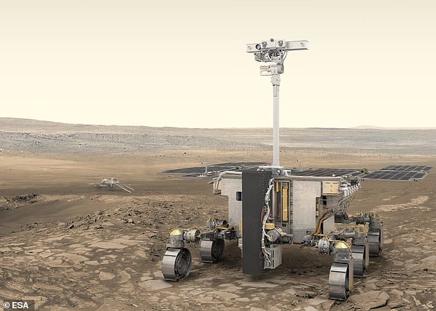 The Rosalind Franklin Mars Rover (pictured here on Mars) was on its way to launch on the Red Planet in September 2022 - but this year's launch is now