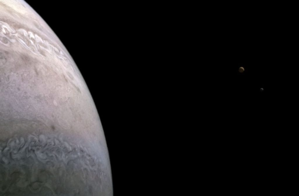 NASA spacecraft captures stunning new image of Jupiter's moons Io and Europa