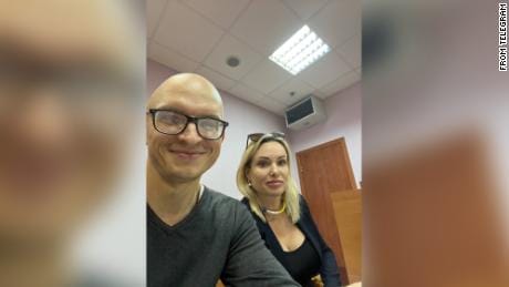 A photo showing Marina Ovsianikova and one of her lawyers, Anton Gachinsky, was posted on Telegram Tuesday.