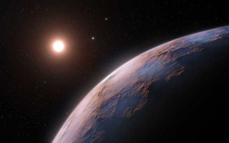 Artist's impression of an Earth-like planet in a nearby star system.